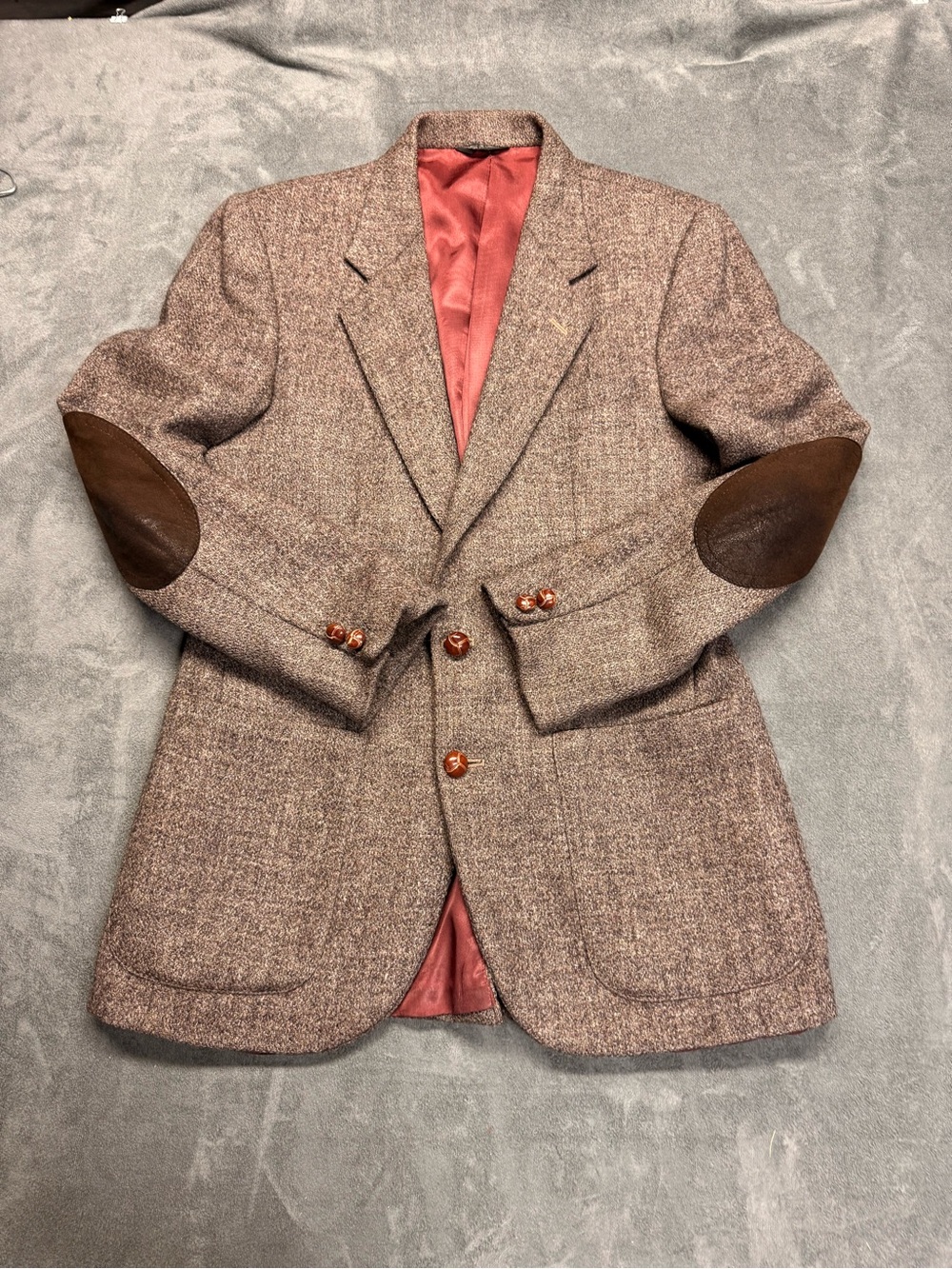 Union Made Vintage Tweed Sport Coat with Suede Elbow Patches 38R